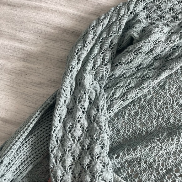 Teal Longline Crochet Cardigan - Picture 8 of 9